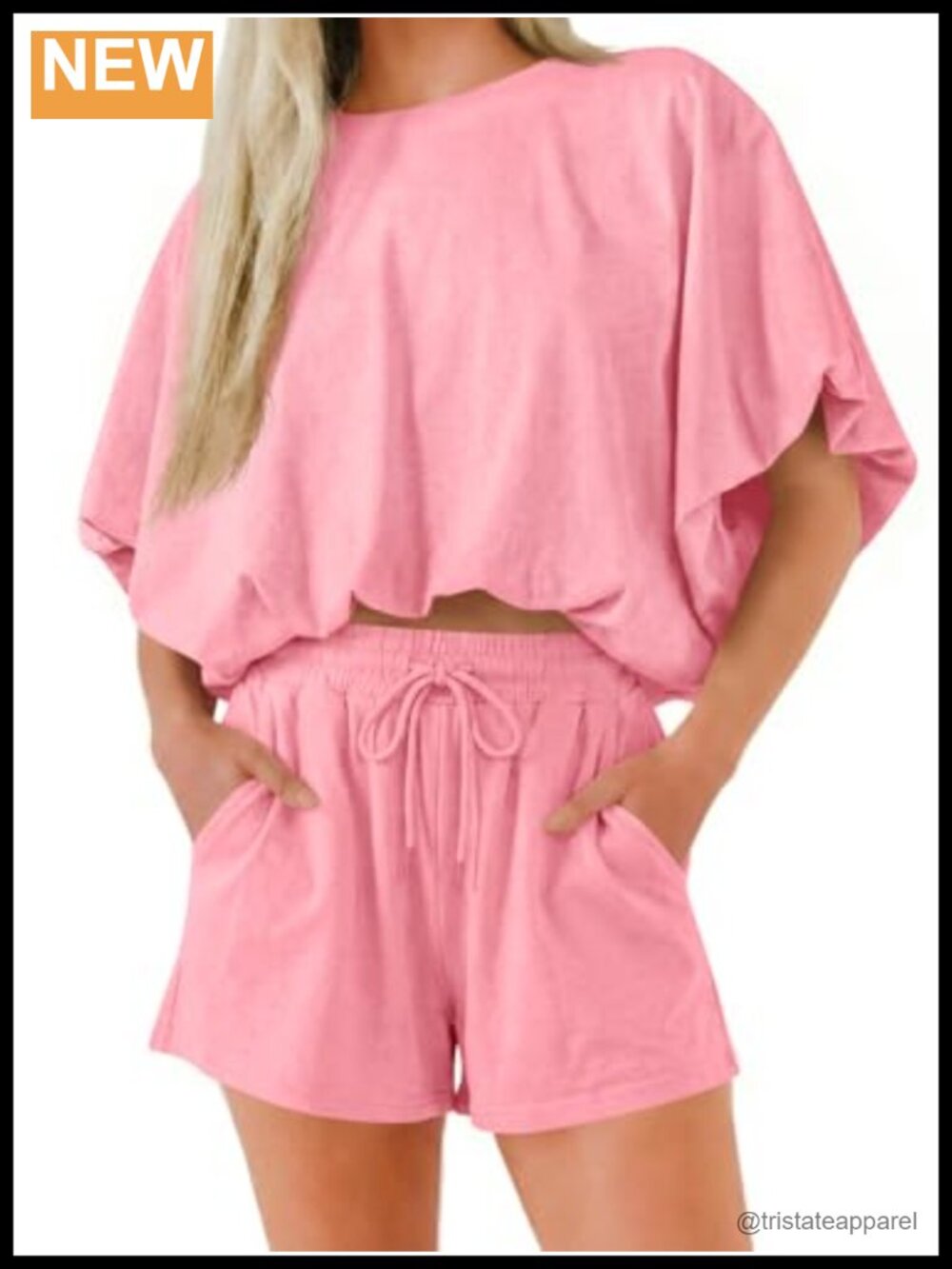 Women's 2 Piece Short Set Puff Sleeve Crop Top Lounge Set